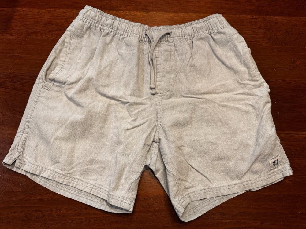 Katin Shorts Drawstring Solid Gray Pockets Cotton Small Surf (spot)